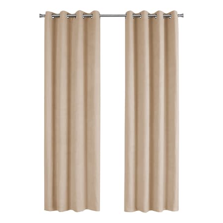 Monarch Specialties Curtain Panel Set, 54"W X 95"L, Grommet, Living Room, Bedroom, Kitchen, Micro Suede, Beige, PK2 I 9801